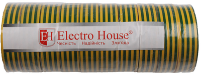 Изолента ElectroHouse 18 мм x 25 м 10 шт Желто-зеленая (EH-AHT-1831)