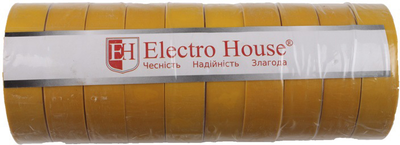 Изолента Electro House 18 мм x 50 м 10 шт Желтая (EH-AHT-1838)