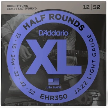 Струны для электрогитары D'Addario EHR350 XL HALF ROUNDS JAZZ LIGHT (12-52)