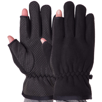 Теплі тактичні рукавички фліс, багатоцільові рукавички, для полювання та риболовлі рукавички спінінгіста Розмір L Чорні BC-9241