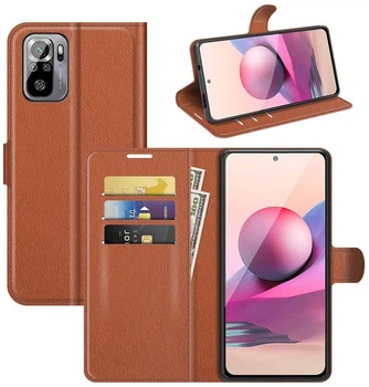 Чехол IETP для Xiaomi Poco M5s книжка кожа PU с визитницей коричневый