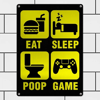 Табличка металева Eat, sleep, poop, game 26х18,5 см