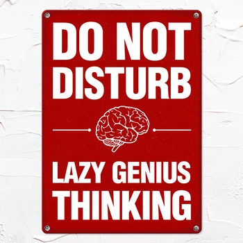Табличка металева Do not disturb Lazy genius thinking 26х18,5 см
