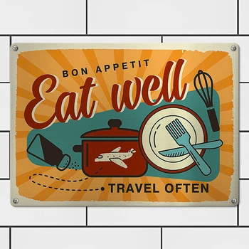 Табличка металева Bon appetit Eat well 26х18,5 см