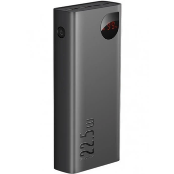 Портативний павербанк Baseus Adaman Metal 20000 mAh 22.5W з технологією QC3.0+PD3.0 (Model PPAD000101) з LED-дисплеєм + кабель в комплекті Чорний