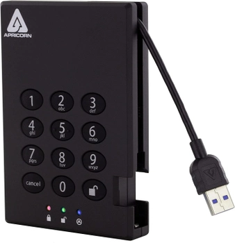 Жесткий диск внешний Apricorn 1 ТБ Aegis Padlock USB 3.0 256-битный AES XTS с аппаратным шифрованием