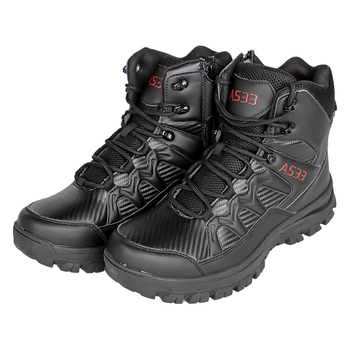 Ботинки Lesko GZ706 р.46 Black высокие на шнурках и молнии