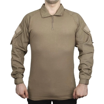 Рубашка тактическая Lesko A655 Sand Khaki S убакс с карманами на рукавах и отверстиями для налокотников