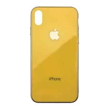 Чохол накладка xCase на iPhone XS Max Glass Case Logo Metallic yellow