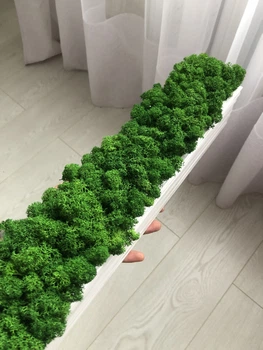 Деревяное брашырованое кашпо со стабилизированым мхом 50 см MiNature Moss
