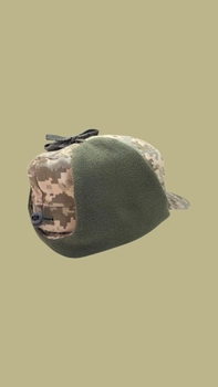 Зимняя кепка теплая тактическая камуфляжная военная Пиксель ММ14 на флисе Бейсболка ВСУ