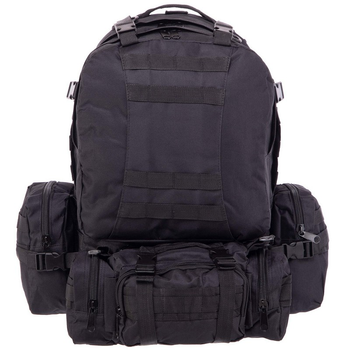 Тактичний рюкзак 55 л рейдовий з підсумками, що від'єднуються (50 х 34 х 15+10 см) Чорний ZK-5504