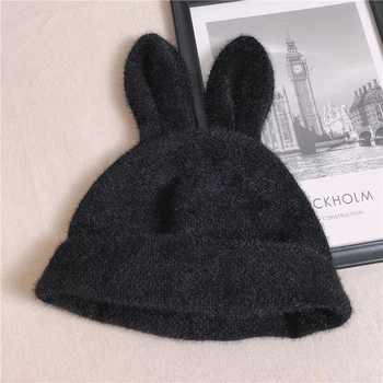 Жіноча Шапка Заєць (Кролик) з вушками Чорна, WUKE One size