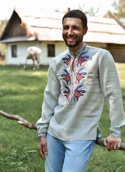 Вишиванка чоловіча Vyshyvanka 58 Світло-сірий 4254