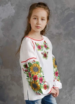 Вишиванка на дівчинку Vyshyvanka 116 Біла 4343