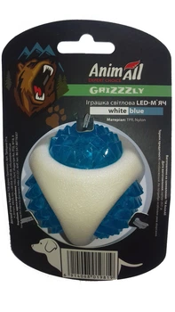 Игрушка AnimAll GrizZzly световая LED-мяч 9819 d-7,7см бело-синий
