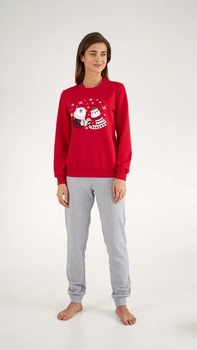 Жіноча тепла піжама з начосом Ellen LPF 0582/03/01 червоно-сірий XXL