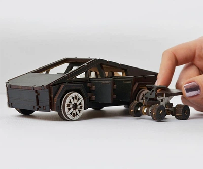 Механический 3D пазл 3DBRT Пикап Cyber Car и квадроцикл 2 в 1 Черный