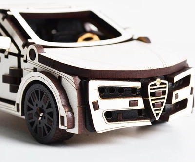 Еко пазл 3D Конструктор авто Седан А-159 3DBRT 175 деталей Збірна модель машини Чорно-білий