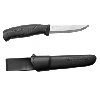 Нож туристический, рыболовный с чехлом Morakniv 12141 Companion Black нержавеющая сталь Sandvik 12C27, 218 мм