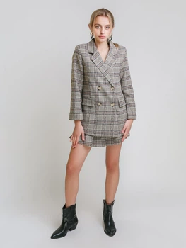 Костюм (юбка + шорты) Xinxuan Fashion в клетку M Бежевый