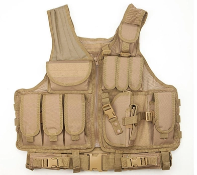 Жилет тактичний військовий розвантаження Tactical Vest A60 пісочний