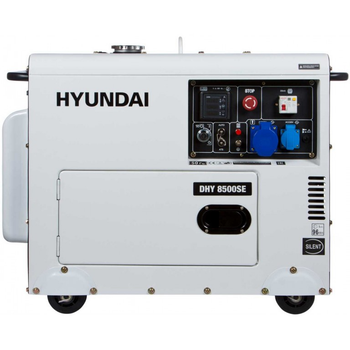 Генератор дизельный 1-о цилиндровый 4-тактный Hyundai DHY 8500SE 7.2 кВт 15л LED-дисплей белый