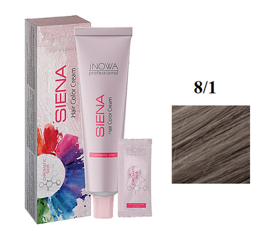 Крем-краска для волос jNOWA Professional Siena Chromatic Save 8/1 средне-пепельный блондин 90 мл