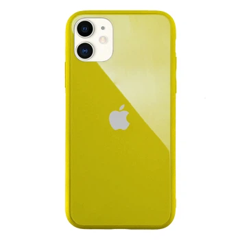 Чехол накладка xCase на iPhone 11 Glass Pastel Case Logo yellow