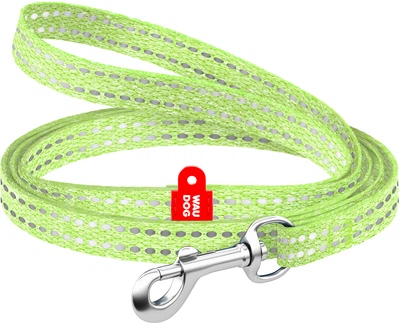 Поводок для котов и мелких пород собак Collar WAUDOG Re-cotton из восстановленного хлопка светоотражающий XS 200х1 см Салатовый (16445Collar)