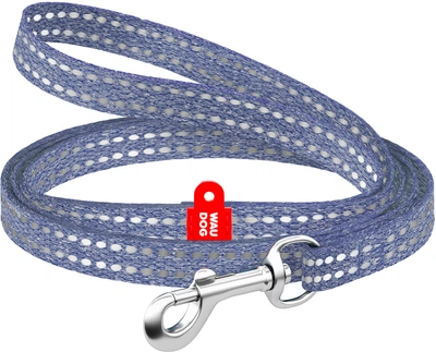 Поводок для котов и мелких пород собак Collar WAUDOG Re-cotton из восстановленного хлопка светоотражающий XS 200х1 см Синий (164412Collar)