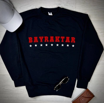 Свитшот с патриотическим принтом Bayraktar демисезонный ATEX 0028 2XL Черный (AT-0028/14 F)