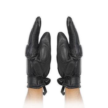 Тактичні шкіряні зимові рукавички на флісовій підкладці GlovesUA мод.312-б Чорний 9.5