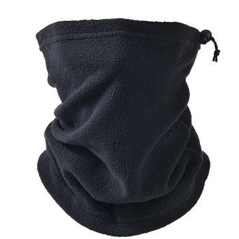 Бафф флисовый шарф-труба зимний черный универсальный на шнурке с регулировкой