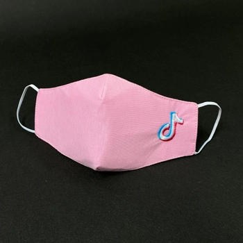 Маска защитная многоразовая трехслойная с вышивкой 5шт «TikTok» розовая детская 7-12 лет S BATIAR