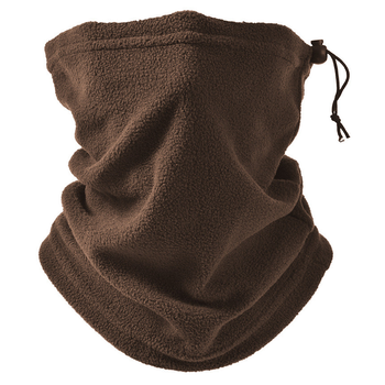 Бафф флисовый шарф-труба зимний универсальный коричневый на шнурке 25*30 см