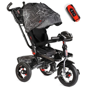 Дитячий триколісний велосипед колясочного типу Best Trike 6088 F-611-33 з батьківською ручкою та поворотним сидінням, надувними колесами Чорний