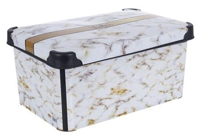 Контейнер для зберігання з кришкою Violet House Decor Marble White 20 л (0648 DECOR Marble White с/кр. 20)