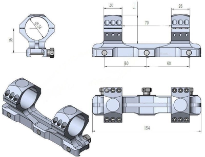 Моноблок Vector Optics X-Accu 34 мм Medium Picatinny 20 MOA (00-00009460)