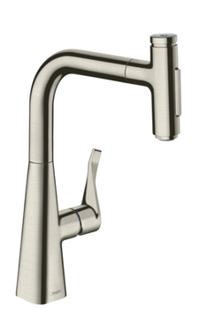 Смеситель для кухни Hansgrohe Metris Select 240 2jet sBox с выдвижным изливом стальной 73817800