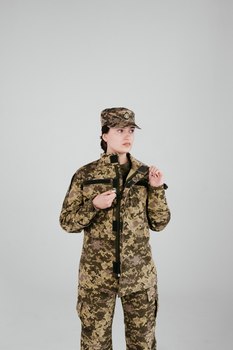 Тактическая женская военная форма комплект костюм, ( Китель + Штаны ), Камуфляж: Пиксель ВСУ ММ-14 , Размер: S