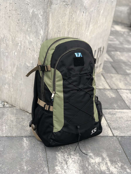 Універсальний туристичний рюкзак 55 літрів з вологовідштовхувальної тканини чорний