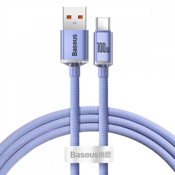 Кабель Baseus Crystal Shine Series Fast Charging Data Cable USB to Type-C 100W 1.2 м Purple (CAJY000405)