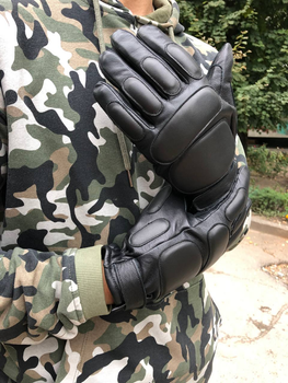 Перчатки зимние тактические из кожи на флисовой подкладке GlovesUA мод.312-б Черный 8,5