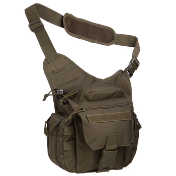 Міцна тактична сумка через плече військова однолямкова з тканини SILVER KNIGHT Оливковий (TY-517) 