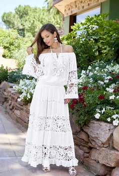 Пляжна довга спідниця в підлогу з мереживом Fresh Cotton 2724 F-1C One Size Білий