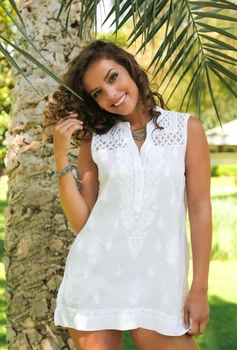 Короткая туника для пляжа с вышивкой Fresh Cotton 305 F-1c 48(XL) Белый