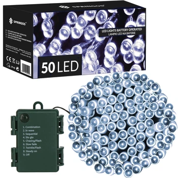 Гирлянда на батарейках Springos 5 м 50 LED CL4028 Cold White