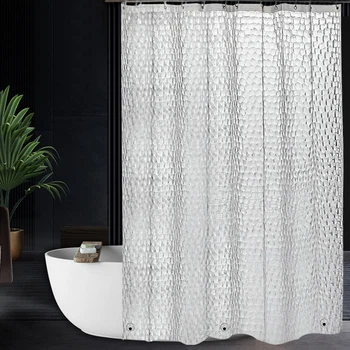 Шторка для ванной водонепроницаемая Bathlux 180 x 180 см люкс качество с железными кольцами, Прозрачная
