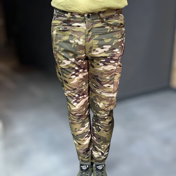 Брюки тактические флисовые, размер XL, Мультикам, утепленные брюки для военных на флисе